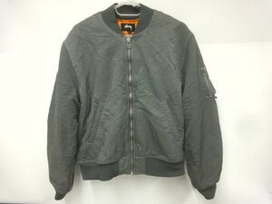 12201REW◎Stussy ステューシー Dyed Nylon Bomber Jacket フライトジャケット メンズL グレー系◎中古