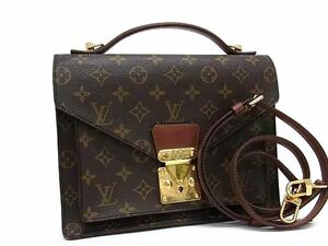 1円 ■美品■ LOUIS VUITTON ルイヴィトン M51185 モノグラム モンソー28 2WAY ハンドバッグ ショルダー 斜め掛け ブラウン系 BI6215