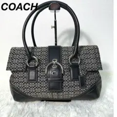 美品 COACH ハンドバッグ シグネチャー レザー キャンバス トートバッグ