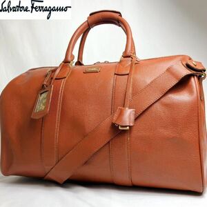 【極美品・高額品】サルヴァトーレ・フェラガモ　Salvatore Ferragamo ボストンバッグ　レザー　メンズ　ブラウン 金具　2way 茶