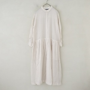 【定価4.2万】パドカレ pas de calais *テンセルリネンシャツワンピース*36エクリュ長袖無地ロングスリーブ(33-2411-151)【40L42b】