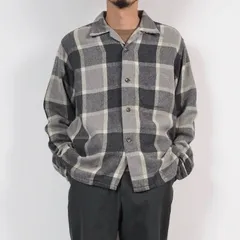 Pilgrim open collar plaid wool shirt L vintage ピルグリム オープンカラー ウールシャツ