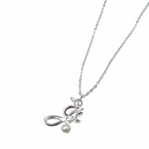 美品 ミキモト リーフ シルバー パール ネックレス 0232 MIKIMOTO