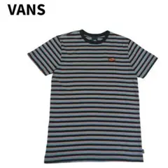 VANS ボーダー Tシャツ 半袖 小文字 ロゴ ワッペン 総柄