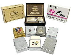 ZIPPO ジッポ ライター 時計 合計8点 まとめて クリバンキャット 唐草柄 オイルライター ヴィンテージ 喫煙グッズ 着火未確認 現状品