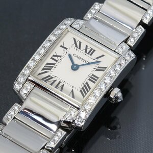 美品 カルティエ Cartier タンクフランセーズ 2384 SM アフター ダイヤ モンド レディース 腕時計【中古】5713