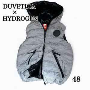 【激レア】DUVETICA　×　HYDROGEN　デュベティカ 　ハイドロゲン　カモフラ　迷彩　ダウンベスト　シルバー　反射　48　入手困難　極美品