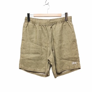 美品　STUSSY Stussy ステューシー Boxy Linen short ショートパンツ ショーツ 22S112262 オリーブ サイズ M