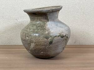 【古陶】 須恵器 古墳時代中頃 灰釉 花器 優品