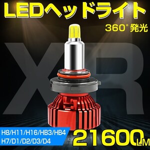 史上最強 21600LM 一体型 LEDヘッドライト 360度発光 PHILIPS LEDフォグランプ H7 H8 H11 H16 HB4 HB3 H4 H1 D1 D2 D3 D4 送料込 XR