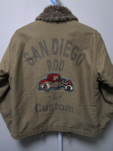 HOUSTON N-1 DECK JACKET(CAR CLUB CUSTOM)・38（日本製ヒューストンN-1デッキジャケットホットロッドカスタムワッペンプリント）