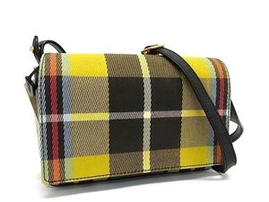 1円 ■美品■ BURBERRY バーバリー キャンバス×レザー クロスボディ ショルダーバッグ 斜め掛け ブラック系×マルチカラー FI5849