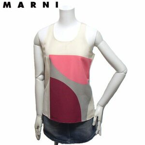 【6.5万新品】MARNI マルニ ◇ 春らしさ溢れる ◇ シルク×コットン 幾何学柄ノースリーブ 38サイズ 本物 SALE