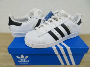 未使用保管品 adidas アディダス SUPERSTAR FOUNDATION C77124 23.0cm レディース 箱付 金ベロ 白×黒 ホワイト×ブラック 激安1円スタート