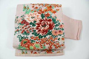 名古屋帯 アンティーク 花 帯丈336cm ★着物屋 ne-6232 桜庭呉服店