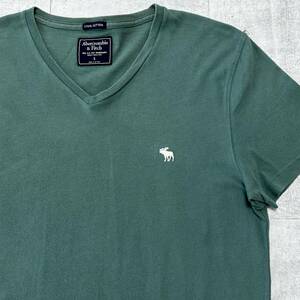 Abercrombie & Fitch Vネック 胸刺繍 Tシャツ アバクロ　　アバクロンビーアンドフィッチ ワンポイント 半袖 インナーにもOK 柳10006