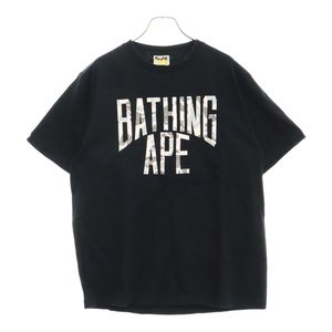 A BATHING APE アベイシングエイプ フロントプリント ロゴTシャツ 半袖カットソー ブラック