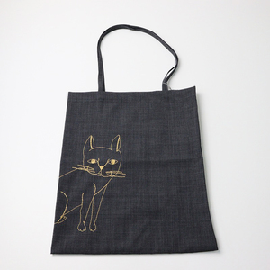 新品 未使用 サリースコット Sally Scott ねこ刺 トートバッグ /グレーチェック TOTE BAG ネコ キャット【2400014238433】