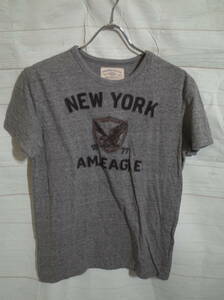 メンズ pk376 AMERICAN EAGLE OUTFITTERS アメリカンイーグル ロゴ ワッペン 半袖Tシャツ S 杢グレー 灰 