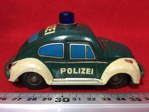 VW フォルクスワーゲン ビートル POLIZEI ポリスカー パトカー 緑 グレー 古い ミニカー 自動車 珍品 ブリキ 絶版 MEDE IN LAPAN TORA 印