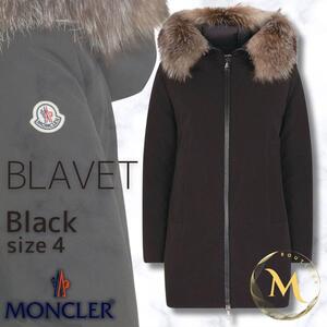 未使用☆MONCLER BLAVET ブラベット フォックスファー TG4 ブラック色 黒色 国内女性2XL～3XL相当 人気ダウンジャケット