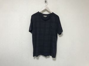 本物バーバリーロンドンBURBERRY LONDONコットンチェック柄半袖TシャツメンズサーフアメカジミリタリービジネススーツグレーM