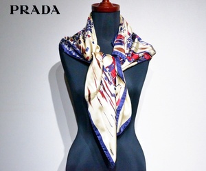 プラダ　PRADA　シルクカレスカーフ　ナヴォーナ広場　89×87　シルクプチスカーフ30×30　2枚組　未使用品