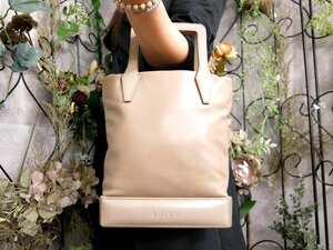 ●超美品●LOEWE ロエベ●ロゴ型押し●ナッパ レザー 本革●ハンド バッグ●べージュ系●ゴールド金具●腕掛け●収納 かばん●Js53667