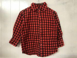 クリックポスト可 キッズ 3T Gear By Van Heusen Vintage チェックシャツ 長袖 古着 USA アメリカ ヴィンテージ RED BLACK Y-9-36