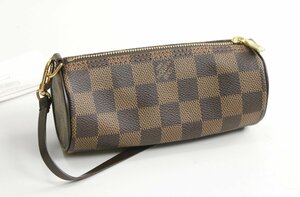 LOUIS VUITTON ◆ ダミエ パピヨン ポーチ ブラウン レザー ルイヴィトン ◆C2