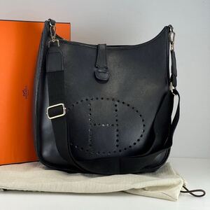 【美品】HERMES エルメス　エブリン　ブラック　ハンド　ショルダーバッグ　ブラック　黒　レザー　トートバッグ　ハンド　メッセンジャー