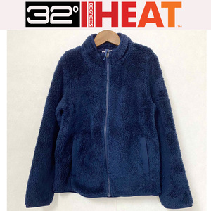 新品 130 ★ コストコ 32°HEAT ボア フリース ジャケット ネイビー 紺 7/8 フルジップ アウター キッズ 男女兼用 ボーイズ ガールズ