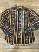 THE FLAT HEAD FN-SCW-018L FLANNEL SHIRT NATIVE BORDER BLK 38