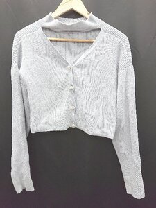 ◇ ⊇ PROPORTION BODY DRESSING パールボタン クロップド ニット カーディガン サイズFR グレー レディース P