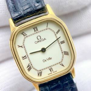 【稼働品】希少 オメガ OMEGA デビル DEVILLE 腕時計 クオーツ QZ アイボリー文字盤 オクタゴン ローマ数字 1387 ヴィンテージ 動作 y5