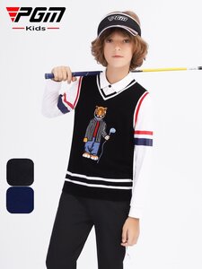 ゴルフベスト KIDS キッズ GOLF ウールセーター ゴルフウェア 防寒 保温 秋冬 ニットセーター スポーツウェア カジュ