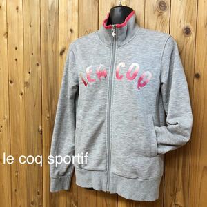 le coq sportif＊ルコック レディースL 長袖ジャケット スウェットジャケット ビッグロゴ 刺繍 グラデーション カジュアル ゴルフ スポーツ