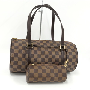 【中古】LOUIS VUITTON パピヨン 30 ハンドバッグ ポーチ付き ダミエ エベヌ N51303