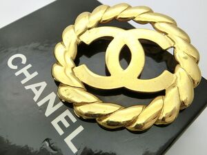 1000円スタート ブローチ CHANEL シャネル 25 ココマーク サークル ロープ ゴールド メッキ 箱付 ヴィンテージアクセサリー 11 H249