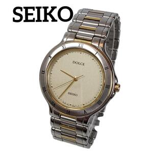 【即決 稼働 良品】1101-1 綺麗 SEIKO DOLCE セイコー ドルチェ メンズ 腕時計 稼働 金ゴールド色 5E31 6B8A