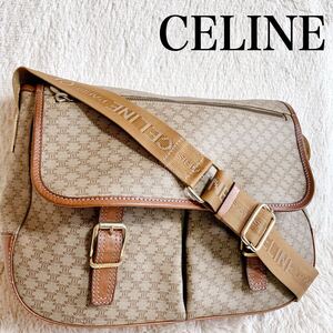 美品 CELINE セリーヌ マカダム ショルダーバッグ メッセンジャーバッグ