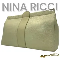 NINA RICCI ニナリッチ クラッチバッグ レザー ホワイト チャーム付き