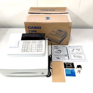 ★1円 〜 希少！【美品】CASIO カシオ レジスター 110ER ホワイト 4部門 小型ドロア 店舗用品 レジ 売り切り！