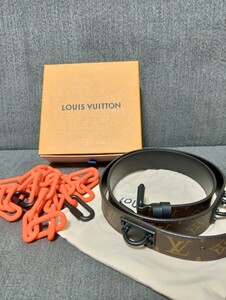 未使用 新品 美品 LOUIS VUITTON ルイ ヴィトン ベルト モノグラム サンチュール シグネチャー チェーン MP228U オレンジ メンズ 箱 袋 1円