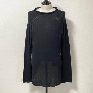 Yohji Yamamoto Pour Homme ロング丈 コットン ニット カットソー 黒 3サイズ ヨウジヤマモトプールオム 薄手 セーター archive 4100091