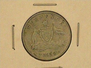 ◆オーストラリア◆6ペンス(pence)銀貨■1959年/Australia 1959 6pence ElizabethⅡ silver coin