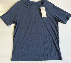 新品タグ付 未使用 無印良品 MUJI 給水速乾 Tシャツ UVカット L ダークネイビー 紫外線遮断率90％以上 半袖 スポーツ トレーニングシャツ
