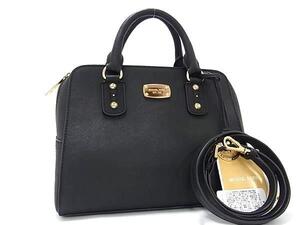 1円 ■美品■ MICHAEL KORS マイケルコース レザー 2WAY ショルダー トート ハンドバッグ レディース ブラック系 FF3171