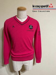 le coq sportif golf ルコック ゴルフ ウェア Vネック ニット セーター トップス サイズM 長袖 ピンク QG4210 デサント