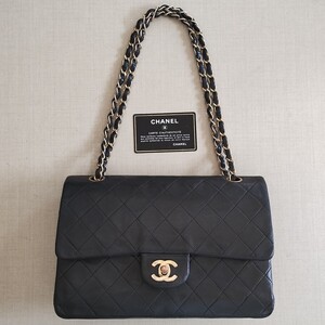 【本物保証】 シャネル CHANEL チェーンショルダーバッグ マトラッセ ラムスキン ダブルフラップ Wフラップ ダブルチェーン 鑑定証付